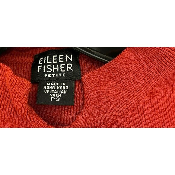 EILEEN FISHER Cardigan Merino Knitted Wool Button-Down Brick Red Color Size Smal - Picture 5 of 7